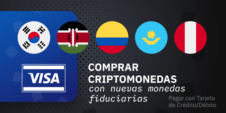 Compre Criptomonedas con COP, KRW, KES, KZT, PEN