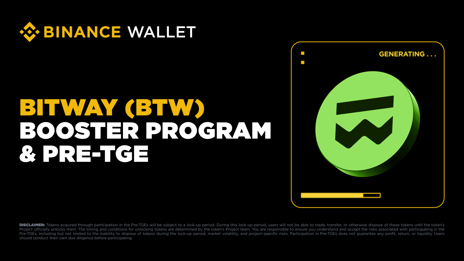 Participate in Bitway’s Exclusive Booster Program and Pre-Token Generation Event (Pre-TGE) on Binance Wallet